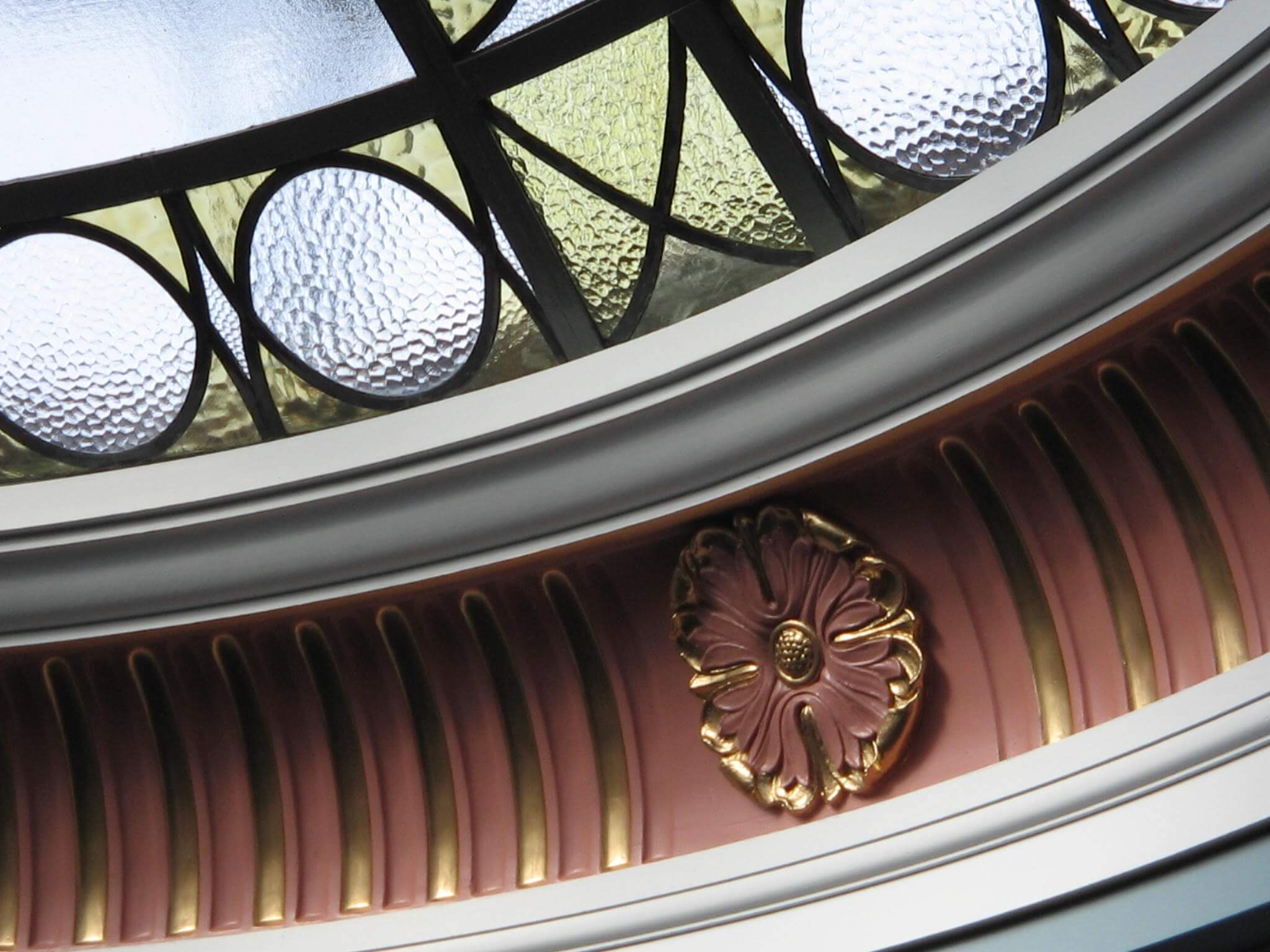 An elegant stained glass window installed in a grand Suffolk property.